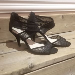 Black lace high heel shoe - 4" heel. Excellent condition